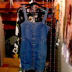 Snap Denim Overall Dress - Medium